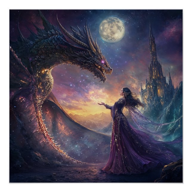 Póster Sorcière et Dragon (Anverso)