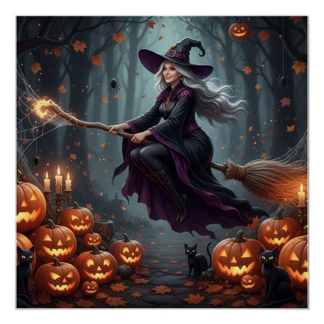 Póster Sorcière volante magique (Anverso)