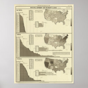 Póster Sordo, mendigos, mapa estadístico de los presos
