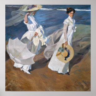 Póster Sorolla - Paseando por la orilla del mar