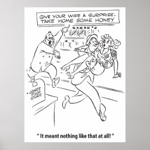 Póster Sorprende a tu esposa con una miel, humor, vintage