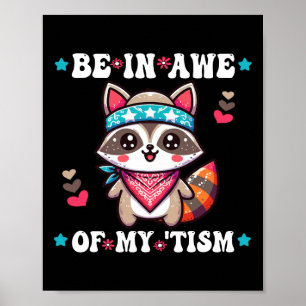 Póster Sorprende mi tismo Raccoon Guay Bandana Autism A