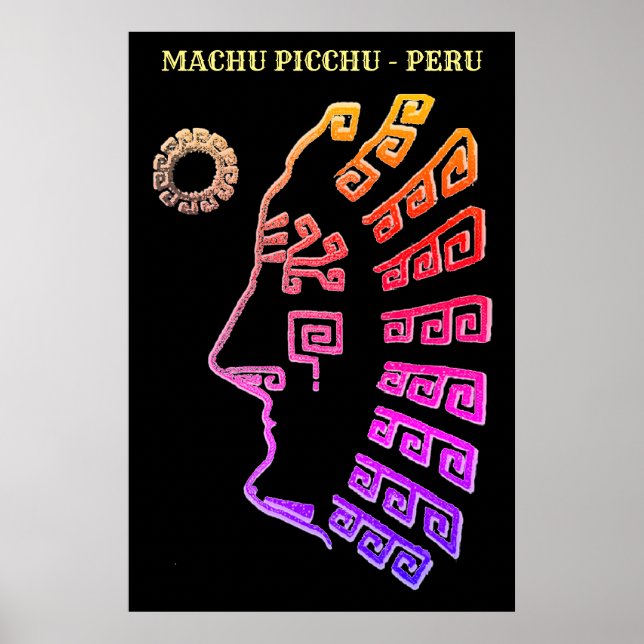 Póster Sorprendente dibujo de Machu Picchu (Frente)
