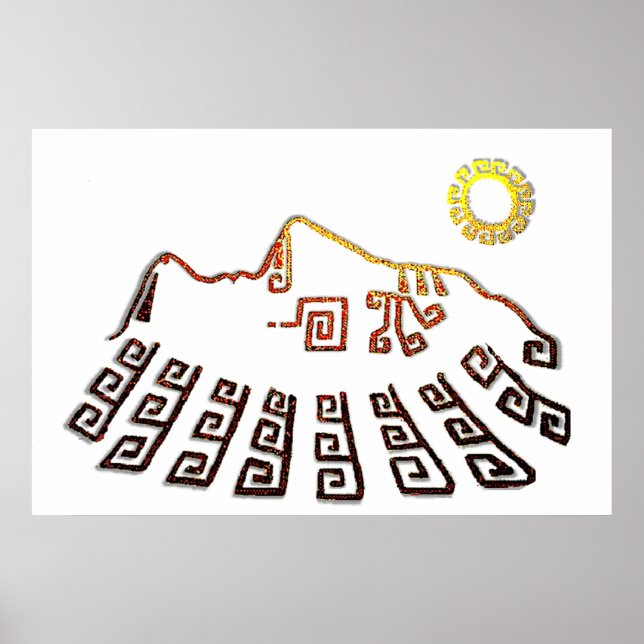 Póster Sorprendente dibujo de Machu_Picchu Cusco Perú (Frente)