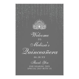 Póster Sorprendente Purpurina plateado Signo de bienvenid