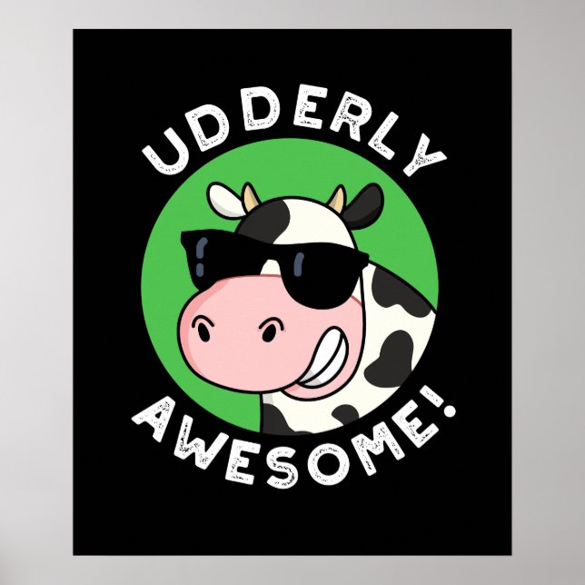 Póster Sorprendente y divertida vaca Pun Dark BG (Frente)