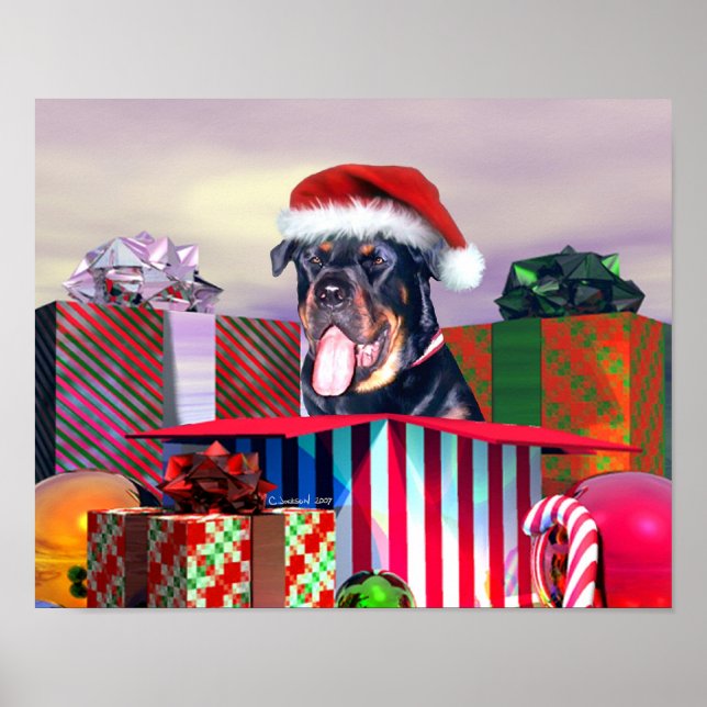 Póster Sorpresa de los Navidades de Rottweiler (Frente)