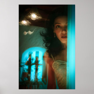 Póster Sorpresa, mirando desde una puerta