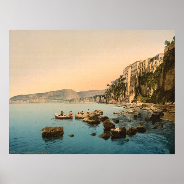 Póster Sorrento a orillas del mar, Nápoles, Campania, Ita (Frente)
