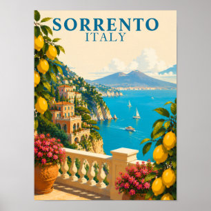 Póster Sorrento Italia Limones Viaje Vintage