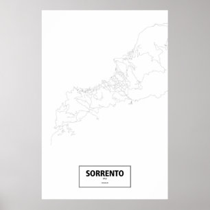 Póster Sorrento, Italia (negro sobre blanco)