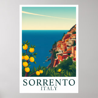 Póster Sorrento Italy Vintage Lemons Travel Art