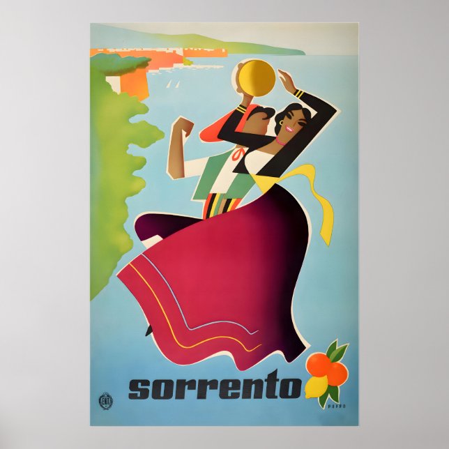 Póster Sorrento Print Italy Travel Poster Mario Puppo Art (Frente)