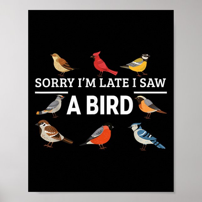 Póster Sorry I'm Late I Saw A Bird Funny Birds Lover Anim (Frente)