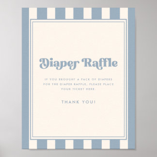 Póster Sorteo de Pañales a Rayas Azules Minimalista para
