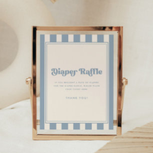Póster Sorteo de Pañales a Rayas Azules Minimalista para 
