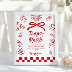 Póster Sorteo de pañales Arco Rojo Caprichoso Pizza Baby 