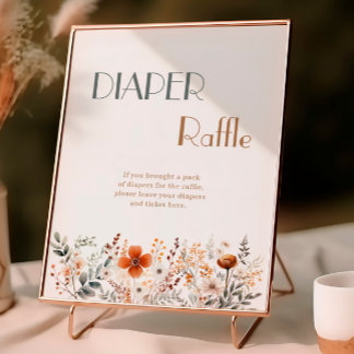 Póster Sorteo de Pañales Celebración Floral Baby Shower