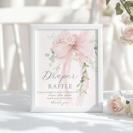 Póster Sorteo de pañales con lazo caprichoso neutral Baby