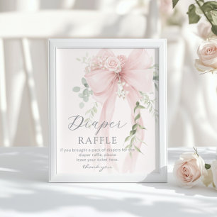 Póster Sorteo de pañales con lazo caprichoso neutral Baby