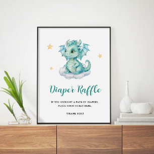 Póster Sorteo de Pañales de Dragón Bebé Adorable