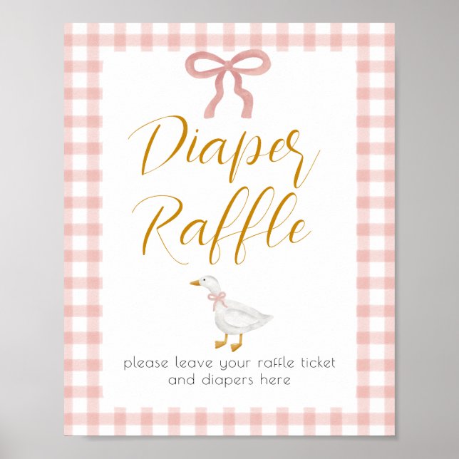 Póster Sorteo de pañales de Gingham Rosa Silly Goose  (Frente)