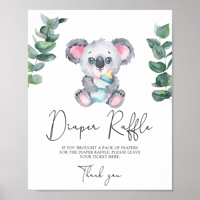 Póster Sorteo de pañales de koala oso (Frente)
