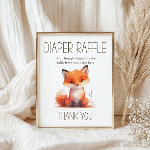 Póster Sorteo de Pañales de Zorro Pequeño Lindo Juego de