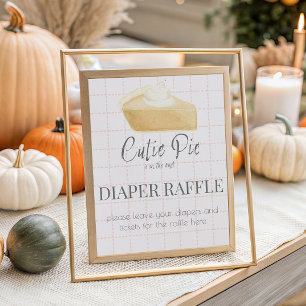 Póster Sorteo de Pañales en Baby Shower de Cutie Pie Pink