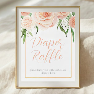 Póster Sorteo de Pañales Mesa de Cumpleaños Bebé Floral R