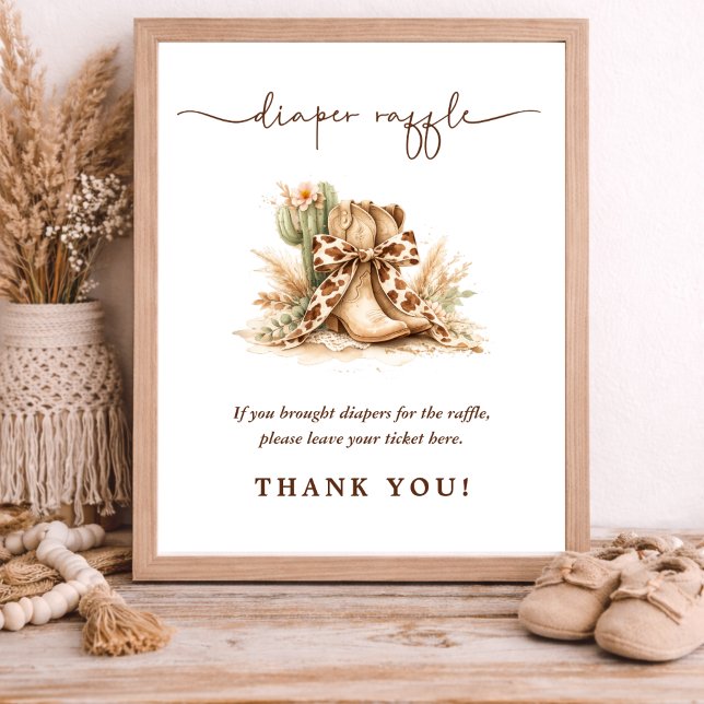 Póster Sorteo de pañales para baby shower boho western ne (Subido por el creador)