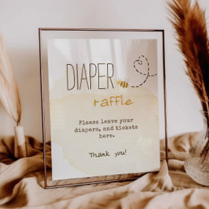 Póster Sorteo de pañales para baby shower de abeja bumble