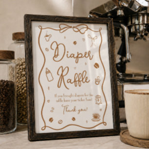Póster Sorteo de pañales para baby shower de café