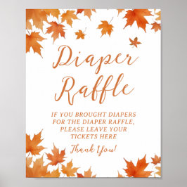 Póster Sorteo de pañales para baby shower de otoño