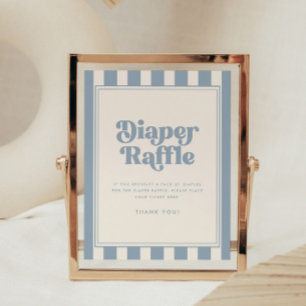 Póster Sorteo de Pañales Retro Moderno con Raya Azul para