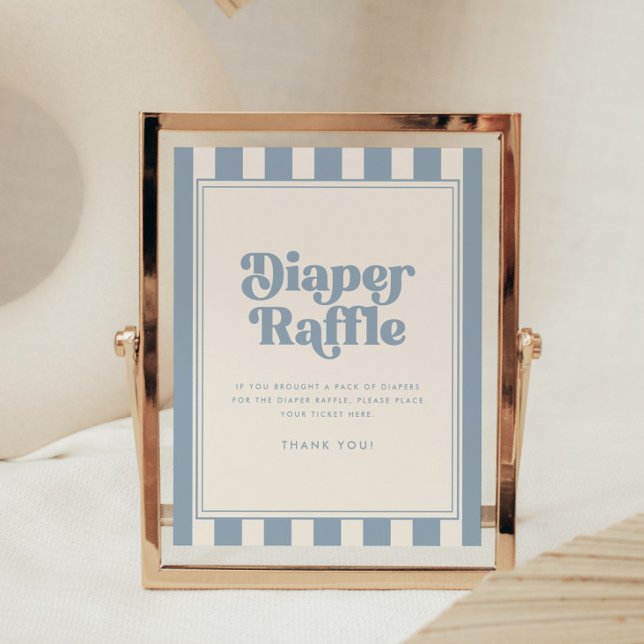 Póster Sorteo de Pañales Retro Moderno con Raya Azul para (Subido por el creador)