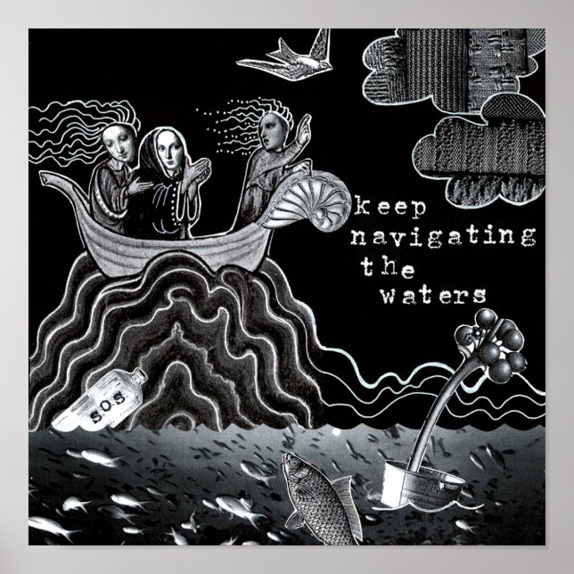 Póster SOS sigue navegando por las aguas (Frente)