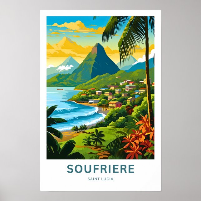 Póster Soufriere Saint Lucia Travel Print (Frente)