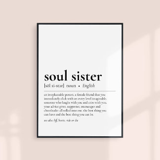 Póster Soul Sister Definición Mejor Amigo Amistad Regalo