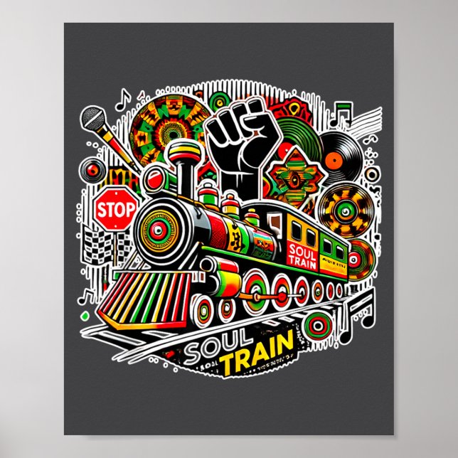 Póster Soul Train African American Melanin Africa Black H (Frente)