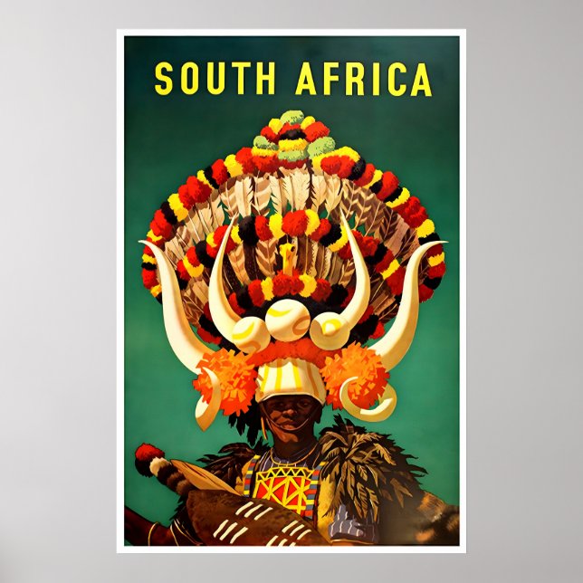 Póster South Africa Travel Poster Africa Tribal Art Print (Frente)