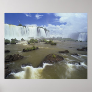 Póster South America, Brazil, Igwacu Falls. Towering