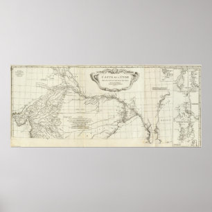 Póster South Asian Engraved Map