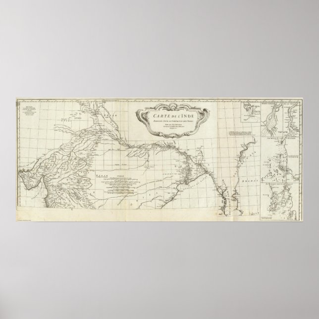 Póster South Asian Engraved Map (Frente)