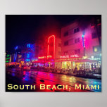 Póster South Beach, Miami, Florida Art Deco<br><div class="desc">Edificios de estilo Art Déco en Ocean Drive,  South Beach,  Miami,  FL.</div>