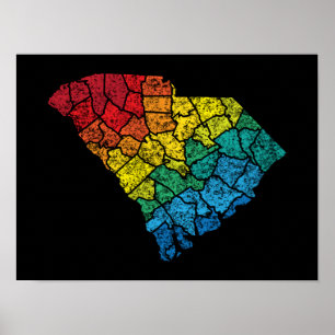 Póster south carolina color counties