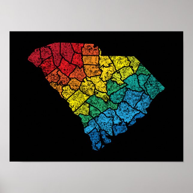 Póster south carolina color counties (Frente)