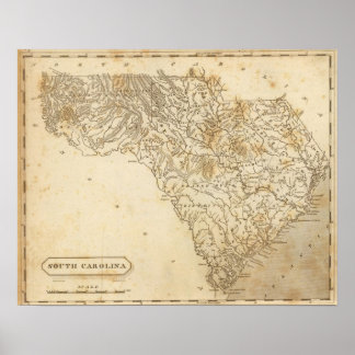 Póster South Carolina Map by Arrowsmith
