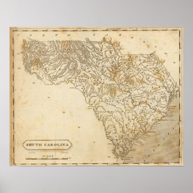 Póster South Carolina Map by Arrowsmith (Frente)