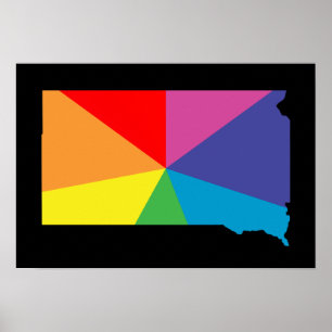 Póster south dakota color burst